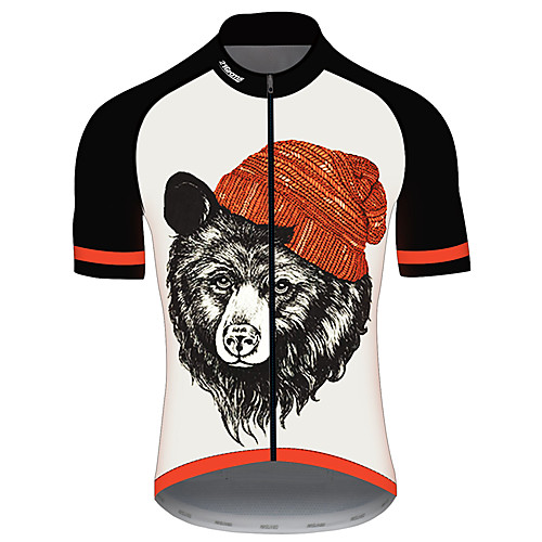 

21Grams Men's Short Sleeve Cycling Jersey 100% Polyester Black / White Animal Bear Bike Jersey Top Mountain Bike MTB Road Bike Cycling UV Resistant Breathable Quick Dry Sports Clothing Apparel