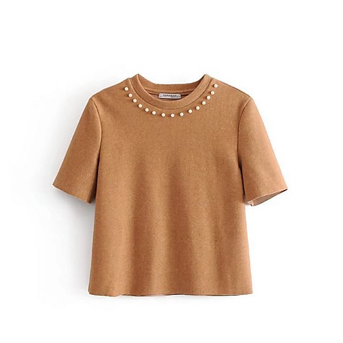 

Women's Daily T-shirt - Solid Colored Khaki