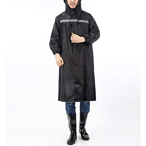 

Protective Clothing Anti Dust And Droplet Men's Daily Fall & Winter Long Coat, Solid Colored Hooded Long Sleeve Polyester Black