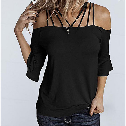 

Women's Daily T-shirt - Solid Colored Black