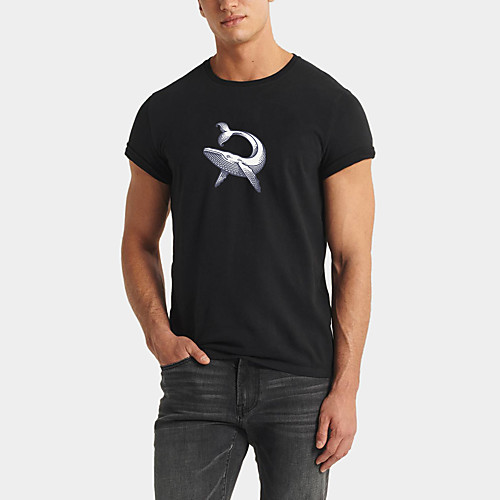 

Men's Daily Sports Business / Basic T-shirt - Solid Colored / Animal Black & White, Print Black