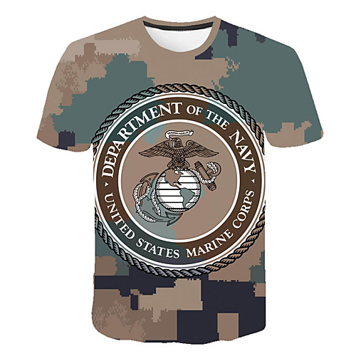 

Men's Daily Sports Basic / Exaggerated T-shirt - Color Block / 3D / Camo / Camouflage Print Rainbow