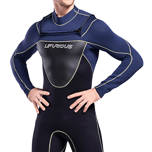 

Men's Full Wetsuit 3mm SCR Neoprene Diving Suit Thermal / Warm Stretchy Long Sleeve Back Zip - Diving Water Sports Patchwork Autumn / Fall Spring Summer / Winter / High Elasticity