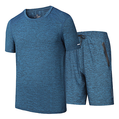

Men's 2-Piece Tracksuit Jogging Suit Running T-Shirt With Shorts 2pcs Round Neck Running Fitness Jogging Breathable Quick Dry Soft Sportswear Athletic Clothing Set Short Sleeve Activewear