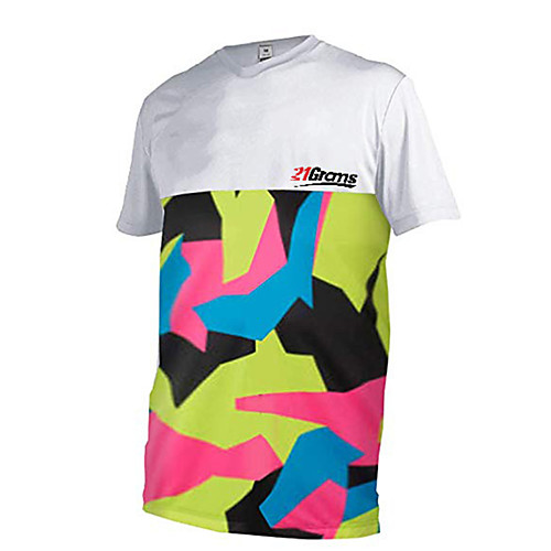 

21Grams Men's Short Sleeve Cycling Jersey Downhill Jersey Dirt Bike Jersey 100% Polyester Grey White Black Camo / Camouflage Bike Jersey Top Mountain Bike MTB Road Bike Cycling UV Resistant