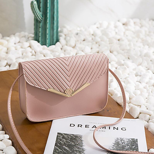 

Women's Polyester / PU Crossbody Bag Solid Color Wine / Blushing Pink / Black