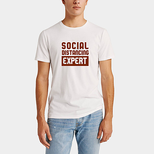

Men's Daily Sports Business / Basic T-shirt - Solid Colored / Letter Black & White, Print Black