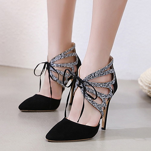 

Women's Sandals Stiletto Heel Pointed Toe Rubber Summer Black