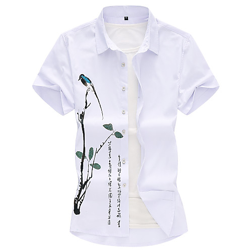 

Men's Daily Weekend Chinoiserie / Elegant Shirt - Floral / 3D / Solid Colored Black