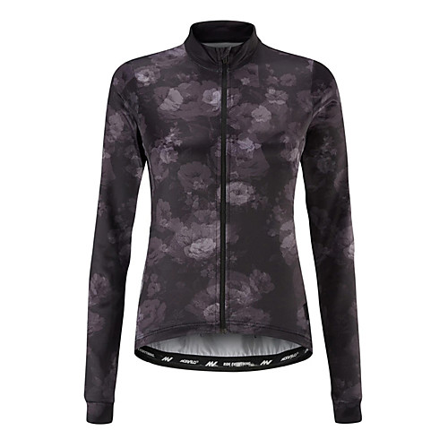 

21Grams Women's Long Sleeve Cycling Jersey 100% Polyester Dark Grey Floral Botanical Bike Jersey Top Mountain Bike MTB Road Bike Cycling UV Resistant Breathable Quick Dry Sports Clothing Apparel