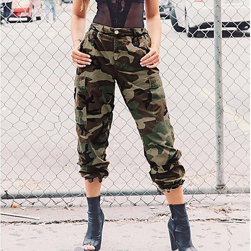 

Women's Basic Chinos Pants - Solid Colored Army Green S M L