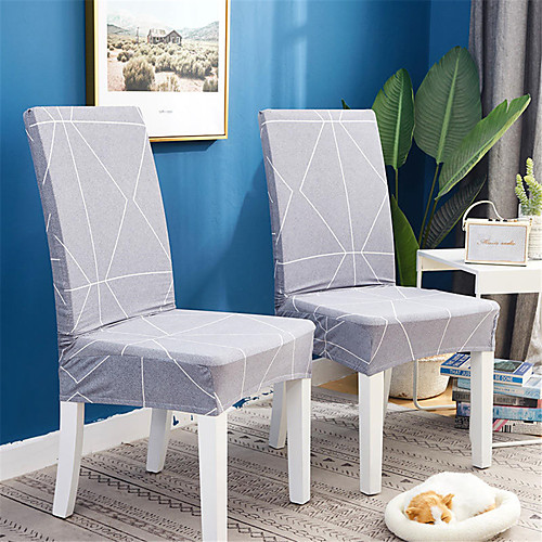 

2 Pack Geometric Stripes Print Super Fit Stretch Chair Cover Stretch Removable Washable Dining Room Chair Protector Slipcovers Home Decor Dining Room Seat Cover