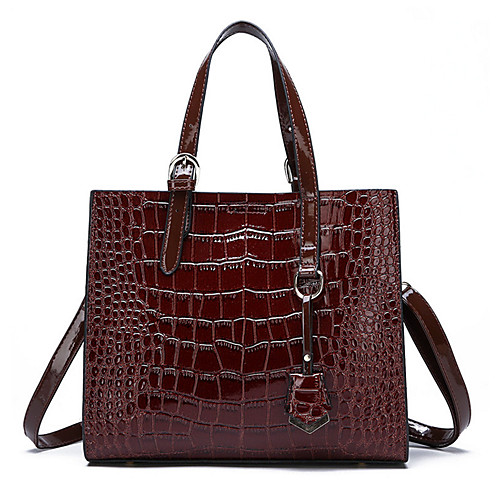 

Women's Polyester / PU Top Handle Bag Solid Color Wine / Red / Black