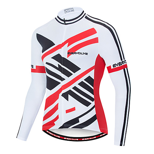 

EVERVOLVE Men's Long Sleeve Cycling Jersey Terylene Black / White Stripes Geometic Bike Jersey Top Mountain Bike MTB Road Bike Cycling Breathable Quick Dry Sweat-wicking Sports Clothing Apparel