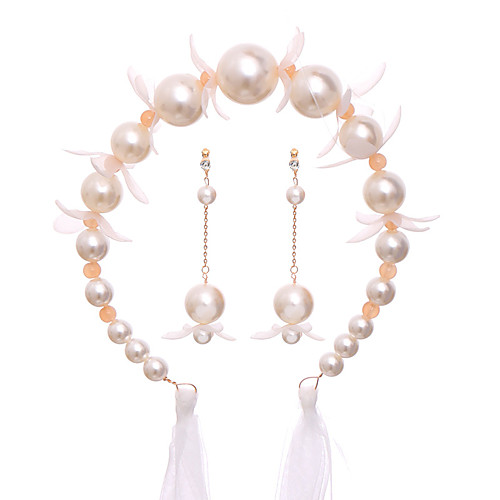 

Women's Bridal Jewelry Sets Stylish Elegant Imitation Pearl Earrings Jewelry Beige For Wedding Party 1 set