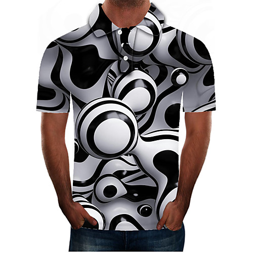 

Men's Daily Going out Street chic / Exaggerated Polo - Color Block / 3D / Graphic Black
