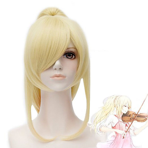 

Your Lie in April Miyazono Kaori Cosplay Wigs Women's Asymmetrical 19 inch Heat Resistant Fiber kinky Straight Yellow Yellow Anime