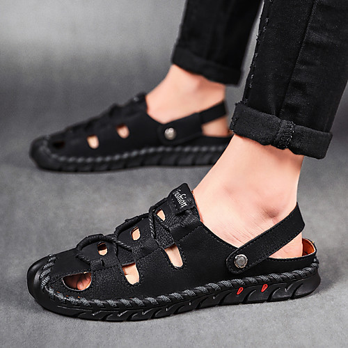 

Men's Leather Spring & Summer Classic / British Sandals Walking Shoes Breathable Light Brown / Dark Brown / Black