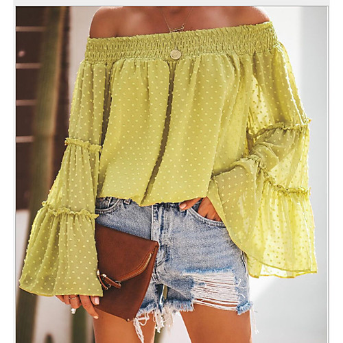 

Women's Daily Blouse - Solid Colored Yellow