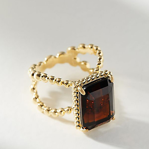 

Women's Ring Belle Ring AAA Cubic Zirconia 1pc Red Copper Gold Plated Square Statement Luxury Party Evening Gift Jewelry Geometrical Wearable