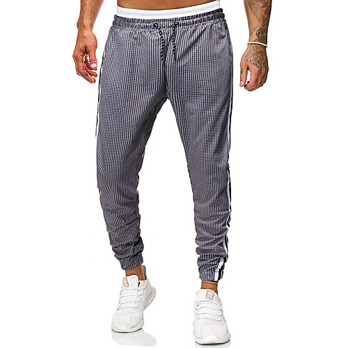 

Men's Sporty / Basic Jogger Pants - Plaid / Checkered Stripe Gray US32 / UK32 / EU40 US34 / UK34 / EU42 US36 / UK36 / EU44