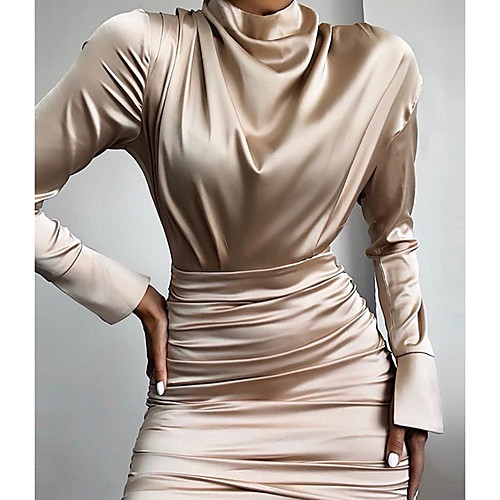 

Women's Beige Dress Sheath Solid Color S M
