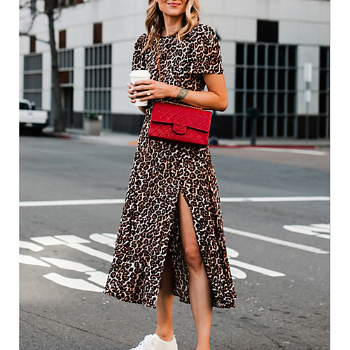 

Women's Brown Dress A Line Leopard S M