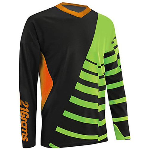 

21Grams Men's Long Sleeve Cycling Jersey Downhill Jersey Dirt Bike Jersey 100% Polyester Black / Red Black / Orange Black / Green Stripes Bike Jersey Top Mountain Bike MTB Road Bike Cycling UV