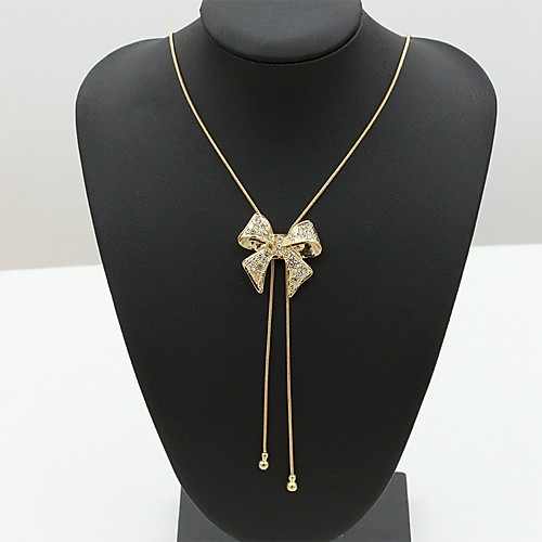 

Women's Pendant Necklace Bowknot Cute Chrome Imitation Diamond Gold 64 cm Necklace Jewelry For Festival