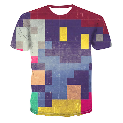 

Men's Club Weekend Street chic / Punk & Gothic T-shirt - Geometric / Color Block / 3D Print Rainbow