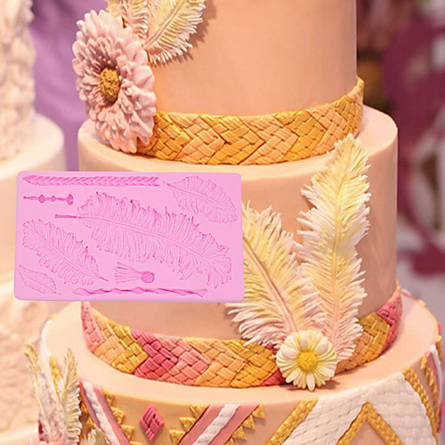 

1pc Feather Texture Fondant Cake Chocolate Diy Tool Silicone Mold