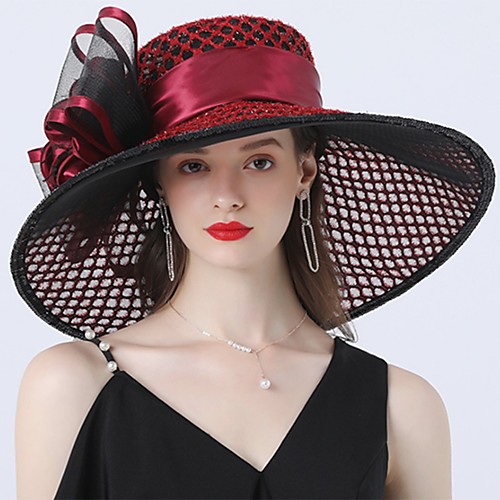 

Vintage Style Fashion Tulle / Organza Hats / Headwear with Bowknot / Flower / Trim 1 Piece Wedding / Outdoor Headpiece