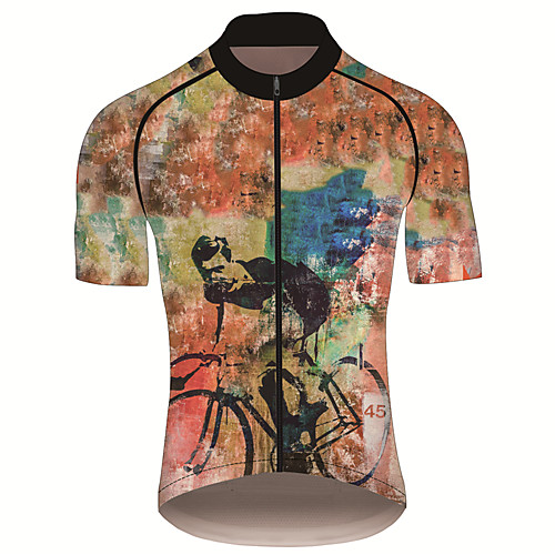 

21Grams Men's Short Sleeve Cycling Jersey Black / Yellow Tie Dye Retro Bike Jersey Top Mountain Bike MTB Road Bike Cycling UV Resistant Breathable Quick Dry Sports Clothing Apparel / Stretchy