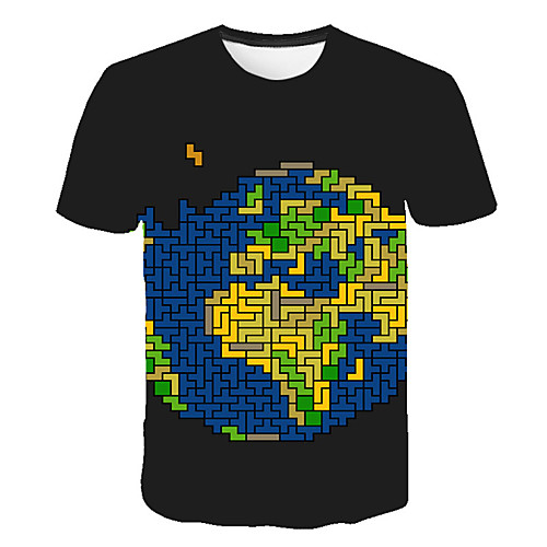 

Men's Daily Sports Street chic / Exaggerated T-shirt - Geometric / Color Block / 3D Print Black