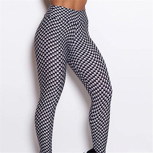 

Women's High Waist Yoga Pants Winter 3D Print Black with White Running Fitness Gym Workout Leggings Sport Activewear Quick Dry Butt Lift Tummy Control High Elasticity Skinny