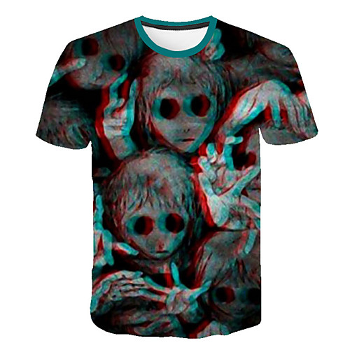 

Men's Daily Sports Street chic / Exaggerated T-shirt - 3D / Skull / Portrait Print Rainbow