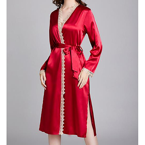 

Women's Deep V Robes Pajamas Solid Colored