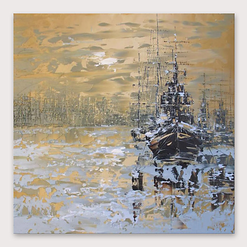 

IARTS®Hand Painted Ships at dusk Oil Painting with Stretched Frame For Home Decoration