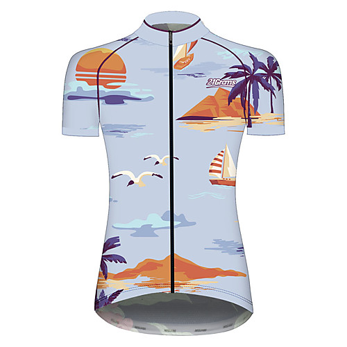 

21Grams Women's Short Sleeve Cycling Jersey 100% Polyester BlueYellow Animal Floral Botanical Bird Bike Jersey Top Mountain Bike MTB Road Bike Cycling UV Resistant Breathable Quick Dry Sports
