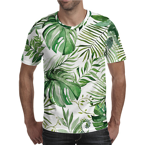 

Men's Holiday Going out Street chic / Exaggerated T-shirt - Geometric / Color Block / 3D Print Rainbow