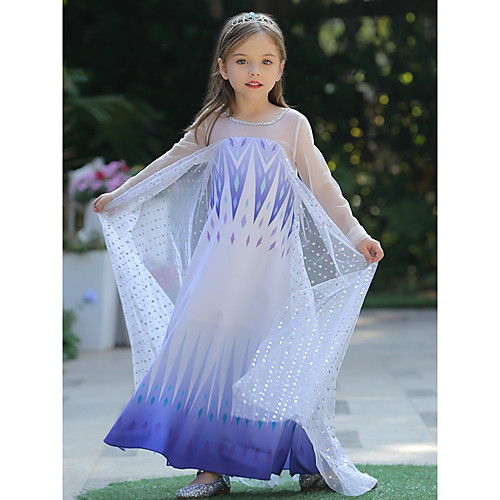 

Princess Elsa Dress Flower Girl Dress Girls' Movie Cosplay A-Line Slip Halloween Christmas White Dress Christmas Halloween