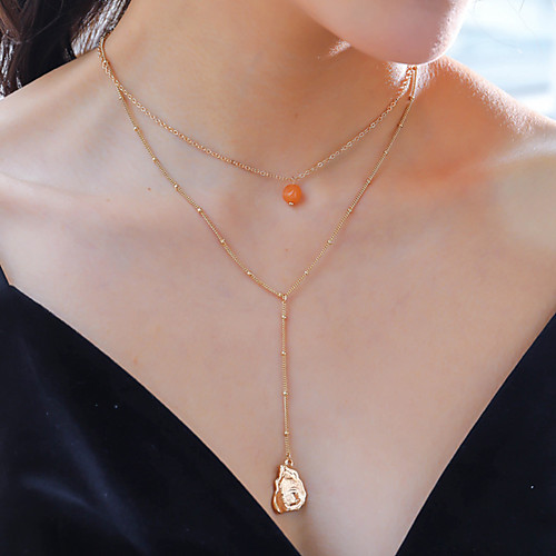 

Women's Pendant Necklace Necklace Layered Necklace Stacking Stackable Lucky Simple Classic Trendy Fashion Chrome Stone Gold 45 cm Necklace Jewelry 1pc For Wedding Engagement Birthday Party Beach