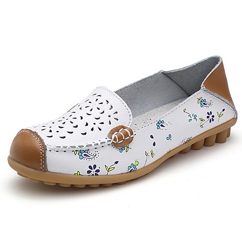 

Women's Flats Flat Heel Round Toe Leather Summer White / Fuchsia / Orange