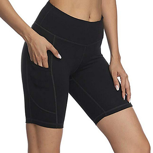 

Women's High Waist Yoga Shorts Solid Color Black Running Fitness Shorts Sport Activewear Quick Dry Butt Lift Tummy Control High Elasticity