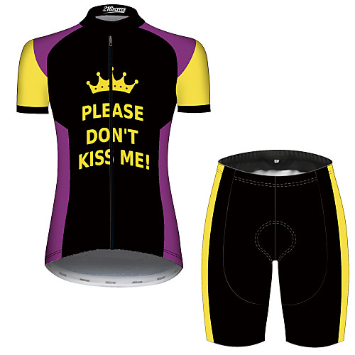 

21Grams Women's Short Sleeve Cycling Jersey with Shorts Black / Yellow Novelty Bike Clothing Suit Breathable 3D Pad Quick Dry Ultraviolet Resistant Sweat-wicking Sports Solid Color Mountain Bike MTB