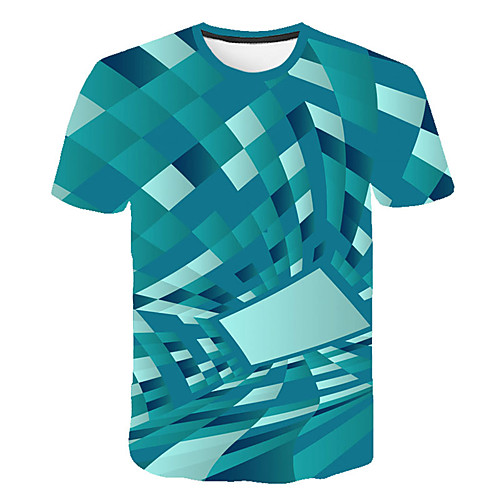 

Men's Daily Sports Street chic / Exaggerated T-shirt - Geometric / Color Block / 3D Print Rainbow
