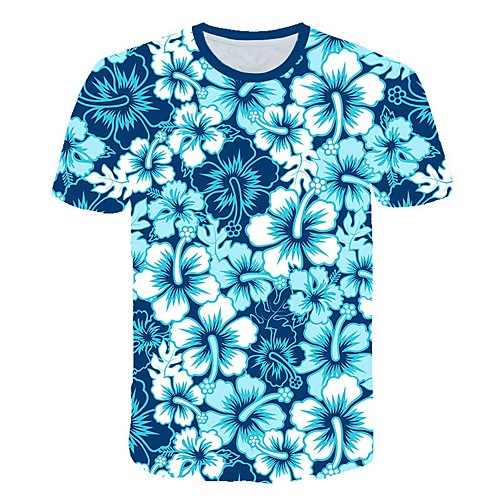 

Men's Daily Sports Street chic / Exaggerated T-shirt - Geometric / Color Block / 3D Print Rainbow