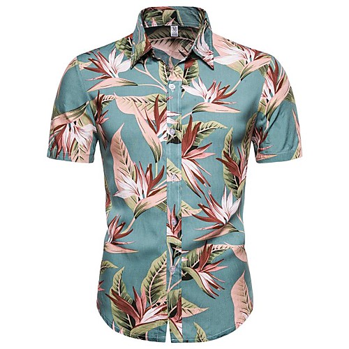 

Men's Daily Going out Basic / Exaggerated T-shirt - Floral / 3D Green