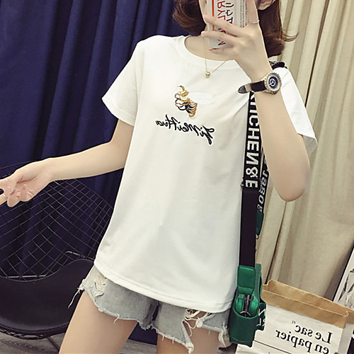 

Women's Daily Basic T-shirt - Solid Colored Embroidered Red
