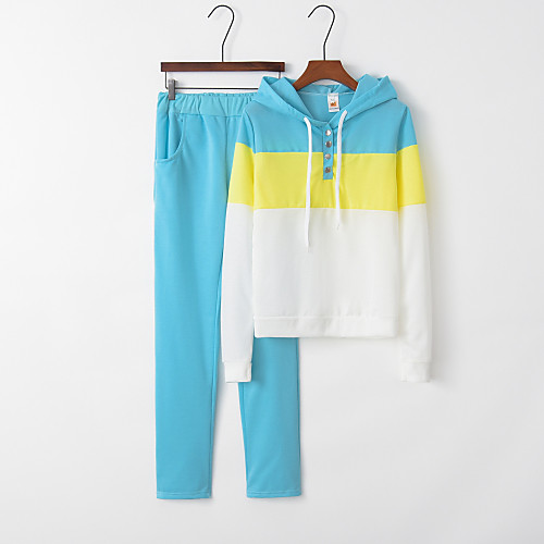 

Women's 2-Piece Patchwork Cotton Tracksuit Sweatsuit Jogging Suit 2pcs Winter Hooded Running Fitness Jogging Breathable Soft Sportswear Athletic Clothing Set Long Sleeve Activewear Micro-elastic